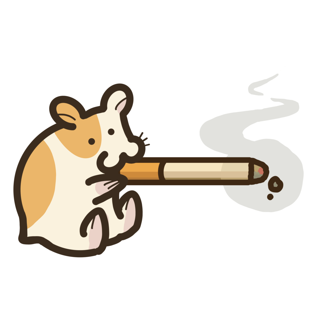 煙草をふかすハムスターの透過イラスト