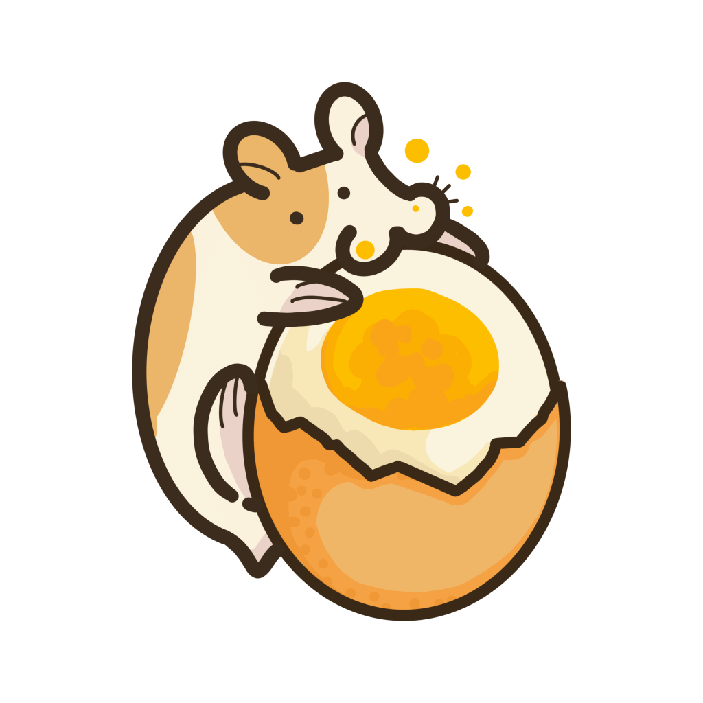 ゆで卵を食べるハムスターの透過イラスト