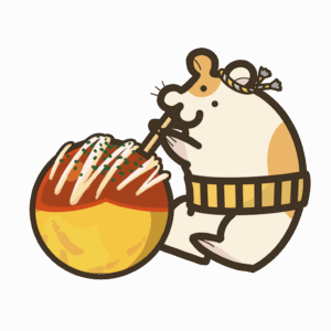 たこ焼きとハムスターのイラスト