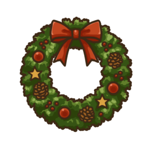 クリスマスリースの透過イラスト
