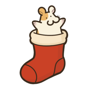 ハムスターが飛び出る靴下の透過イラスト