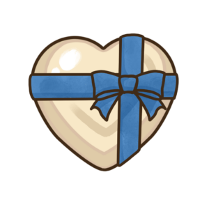 ハート型のホワイトチョコレートの透過イラスト