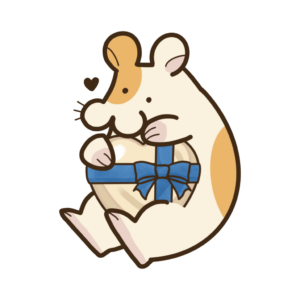 ハート型のホワイトチョコレートを抱えるハムスターの透過イラスト