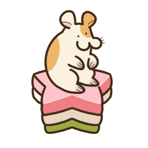 星形の菱餅にハムスターが乗っている透過イラスト