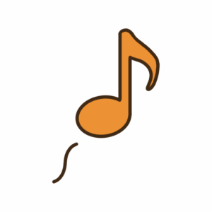 鼻歌を歌ってるようなご機嫌な音符(オレンジ色)のイラスト