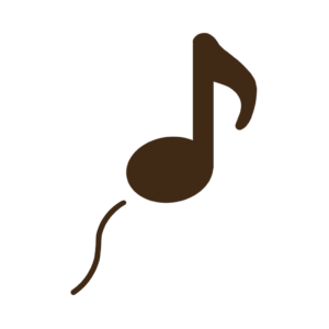 鼻歌を歌ってるようなご機嫌な音符(単色・線長め)の透過イラスト