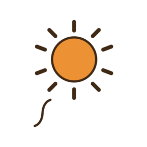 ぼけっとしてるときに浮かぶ太陽（オレンジ色）のような透過イラスト