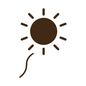 ぼけっとしてるときに浮かぶ太陽（単色・線長め）のような透過イラスト