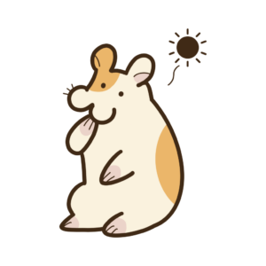 ぽやぽや太陽（単色/長線）を浮かべるハムスターの透過イラスト