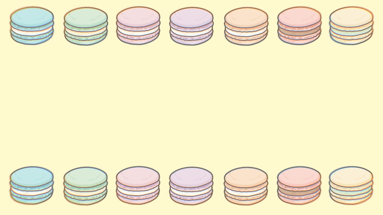マカロンが並んだ黄色の背景画像