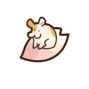 桜の花びらに乗っているハムスターの透過イラスト