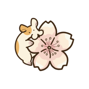 桜の花をかじるハムスターの透過イラスト