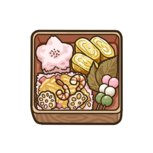 お花見お弁当の透過イラスト