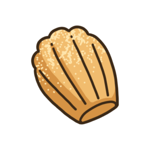 粉砂糖をまぶしたマドレーヌの透過イラスト