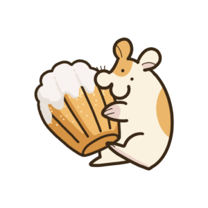 アイシングがかけられたマドレーヌを抱えるハムスターの透過イラスト