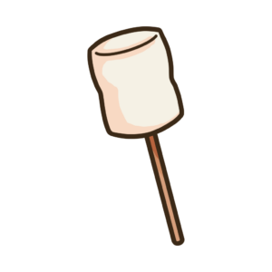 棒に刺したマシュマロの透過イラスト