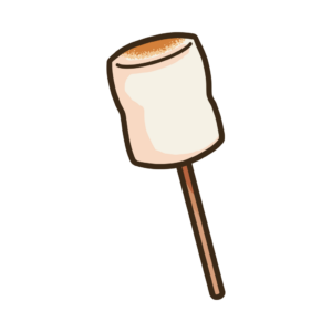 棒に刺した焼きマシュマロの透過イラスト