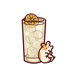 サワーグラスにもたれかかるハムスターの透過イラスト