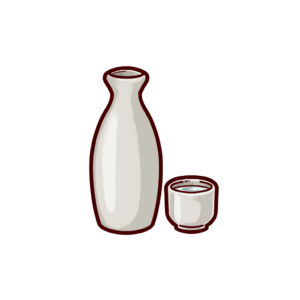 日本酒の徳利とお猪口の透過イラスト