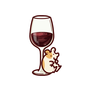 ワイングラスにもたれかかるハムスターの透過イラスト