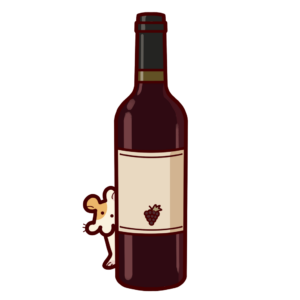 ワインボトルから顔を出すハムスターの透過イラスト